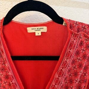 Max Studio Crimson Geometric Blouse